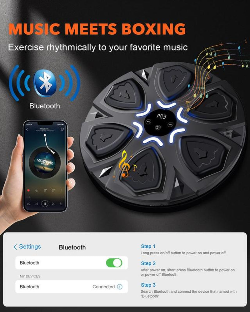Music Boxing Machine, Boxing Machine Wall Mounted Music, Smart Bluetooth Boxing Equipment, Boxing Music Workout Machine with Gloves, Black1 Music Boxing Machine Smart Boxing Wall Mount Machine,Music Boxing Target