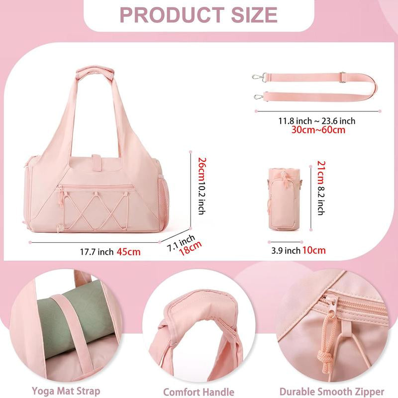 Yoga Mat Bag with Shoe Compartment and Waterproof Pocket, Professional Yoga Tote with Strap for Travel and Gym Essentials