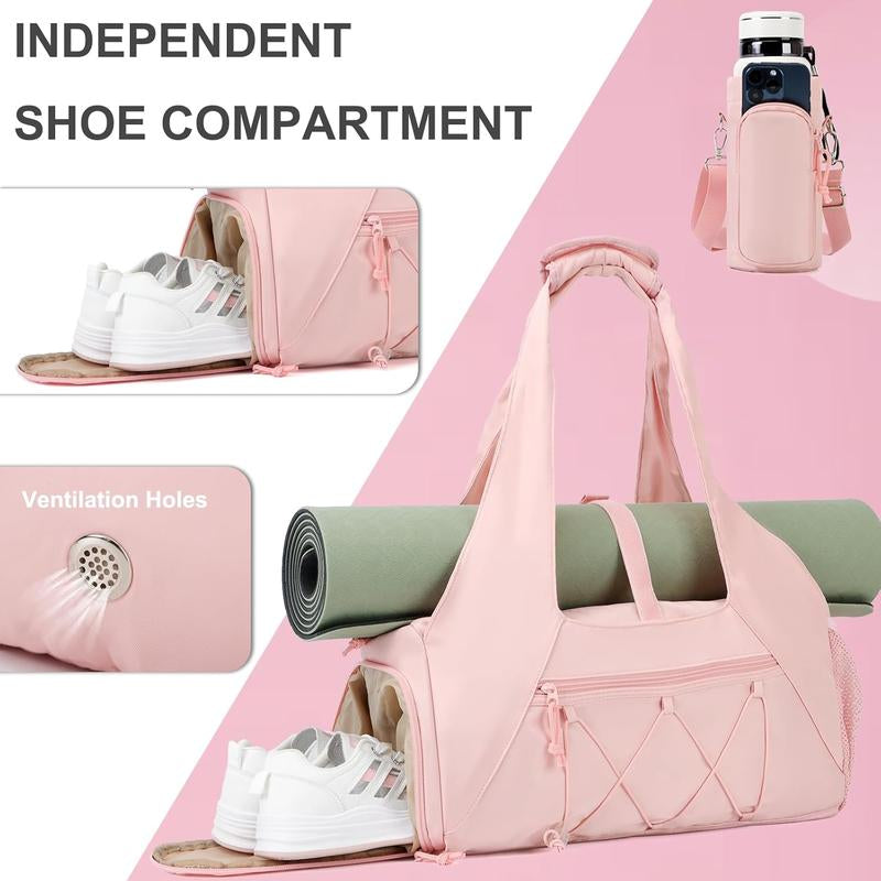 Yoga Mat Bag with Shoe Compartment and Waterproof Pocket, Professional Yoga Tote with Strap for Travel and Gym Essentials